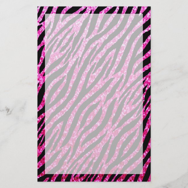 Trendy Hot Pink Zebra Print Glitz Glitzer Glitzern Briefpapier (Vorderseite)