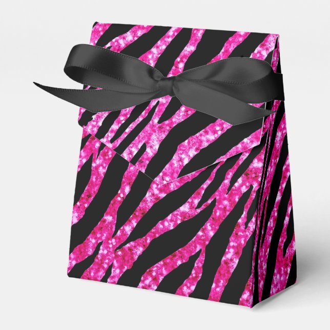 Trendy Hot Pink Zebra Print Glitz Glitzer Glitzern Geschenkschachtel (Vorderseite)