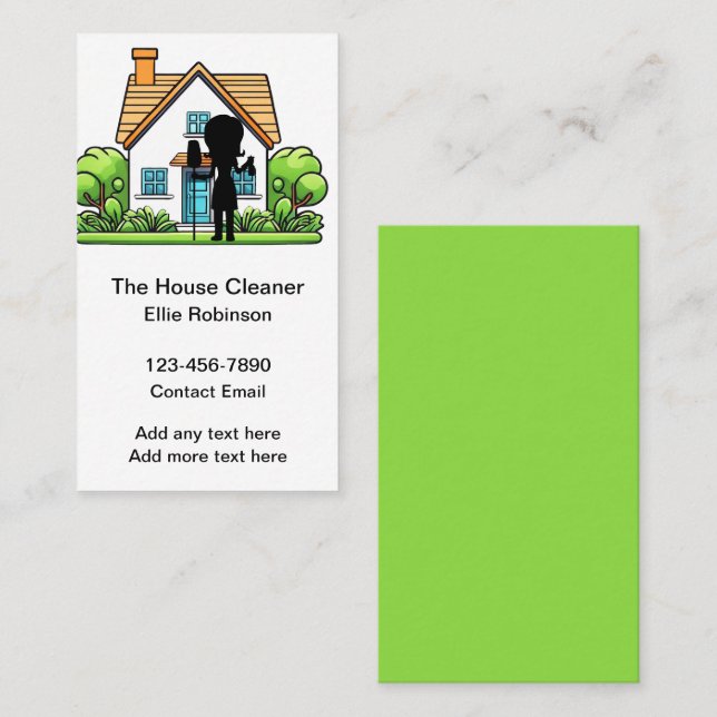 Trendy House Maid Cleaner Business Cards Visitenkarte (Vorne/Hinten)