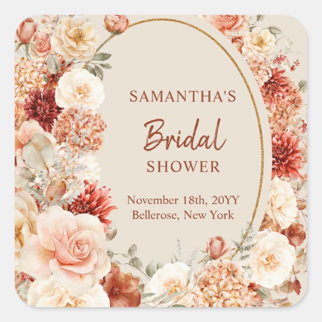 Trendy hydrangea en cuivre et autocollant d'automn (Devant)