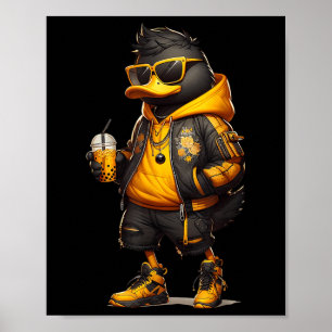 Trendy Hype Boba Duck Coole Blase Milk Boba Tee Me Poster