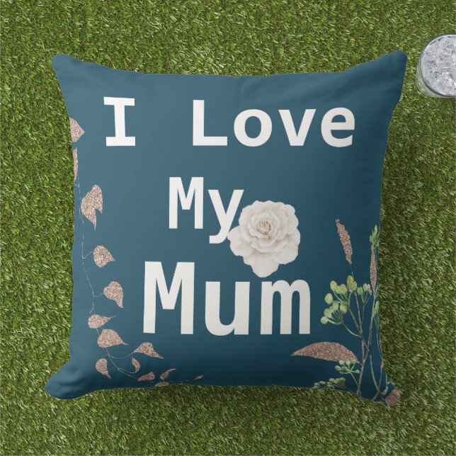 Trendy I Liebe meine Mama White Rose Kissen (Gras)