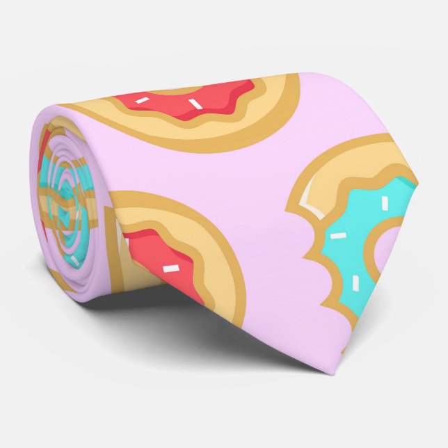 Trendy Iced Donuts Pattern Krawatte (Gerollt)