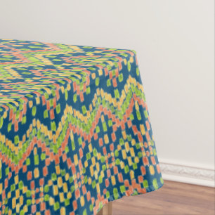 Trendy Ikat farbenfrohe ethnische Muster auf blau Tischdecke