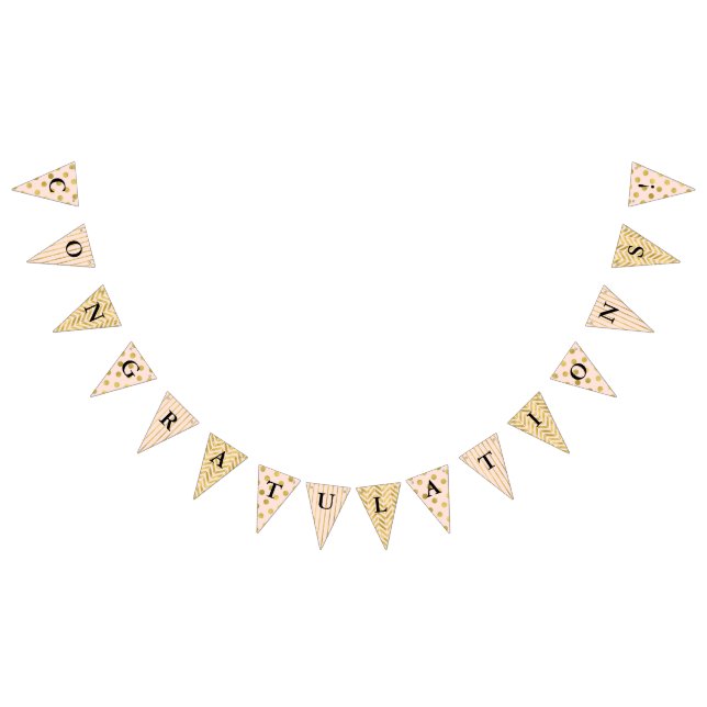 Trendy Imitat-Gold und erröten rosa Glückwünsche Wimpelkette (Alle)