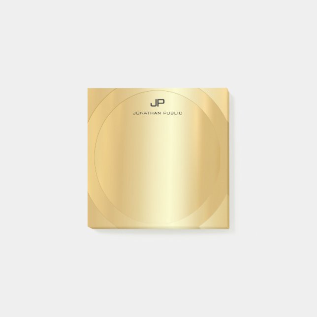 Trendy Imitate Gold Moderne, Mit Monogramm Post-it Klebezettel (Vorderseite)