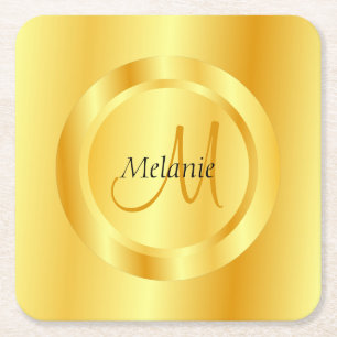 Trendy Imitate Gold Moderne Monogram Elegant Templ Rechteckiger Pappuntersetzer