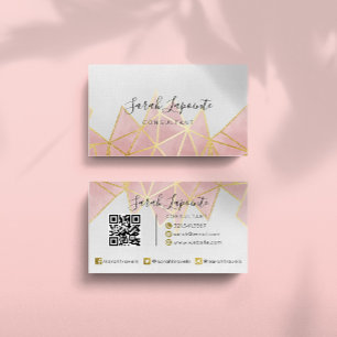 Trendy Imitate Gold & Rose Pink Geometric QR Code Visitenkarte
