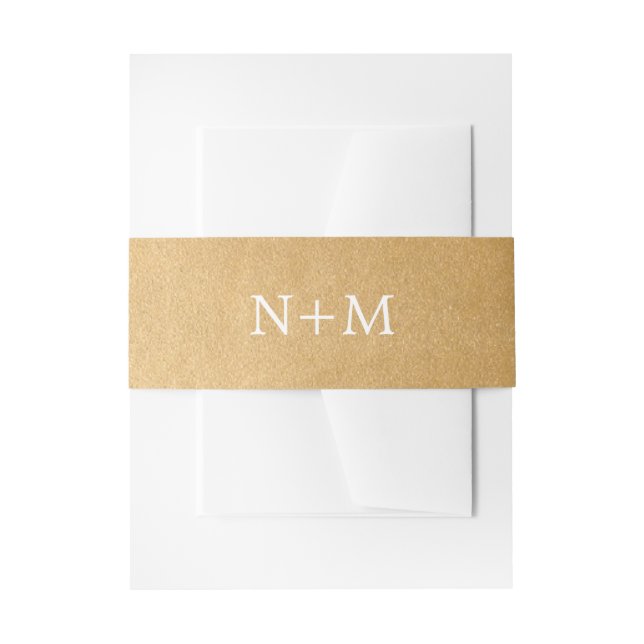 Trendy Imitate Goldfolie-Monogramm Hochzeit Einladungsbanderole (Vorderseite Beispiel)