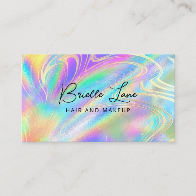 Trendy Imitate Holographic Rainbow Gold Marble Visitenkarte (Vorderseite)