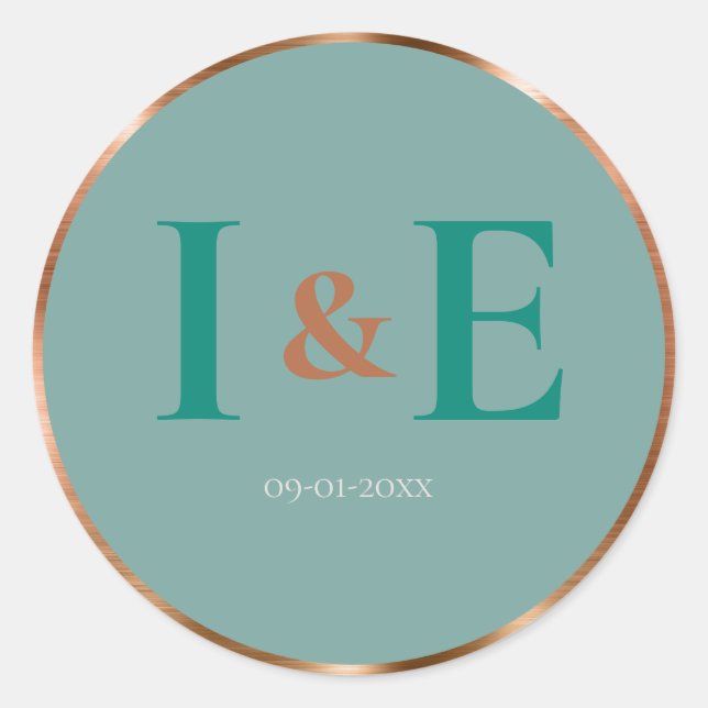 Trendy Imitate Kupferfolie Rahmen Aquamarine Textz Runder Aufkleber (Vorderseite)