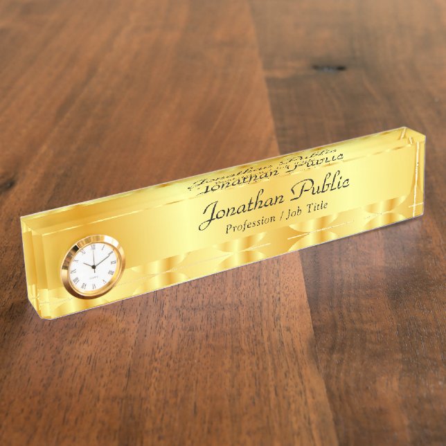 Trendy Imitats Gold Elegante Handschrift Typografi Namensplakette (Seite)