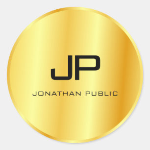 Trendy Imitats Gold Metallic Look Monogram Templat Runder Aufkleber