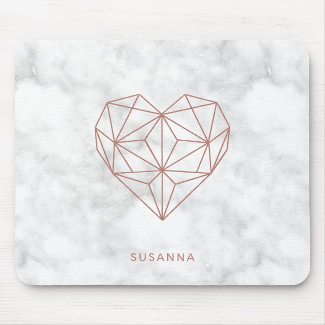 Trendy Imitats Rose Gold Geometric Heart Marble St Mousepad (Vorne)