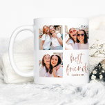 Trendy Imitats Rose Gold Script | Foto der besten  Kaffeetasse<br><div class="desc">Diese trendige Tasse bietet acht Ihrer Lieblings-Fotos von Ihnen und Ihre bestie! Die Wörter "beste Freunde für immer" erscheinen in Imitaten Rose gold erscheinen moderne Schrift,  und es gibt Raum,  um den Namen von Ihnen und Ihrem besten Freund auf einem weißen Hintergrund hinzuzufügen.</div>