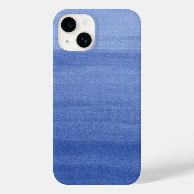 Trendy Indigo Blue Ombre Wasserfarbmuster Case-Mate iPhone 14 Hülle (Rückseite)