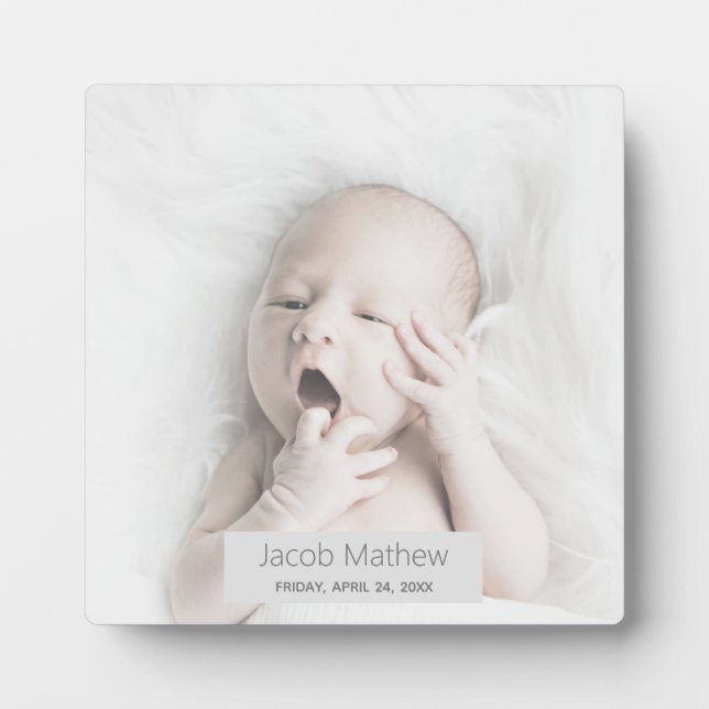 Trendy Individuelle Name Baby Foto Fotoplatte (Vorderseite)
