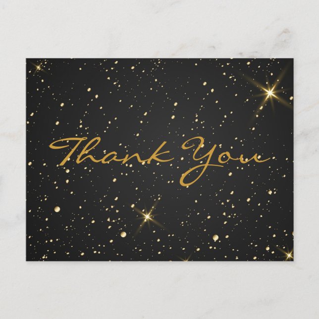 Trendy Inexpensiv Gold Glitzer Black Danke, Pos Postkarte (Vorderseite)