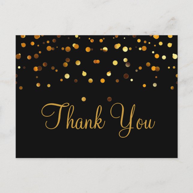 Trendy Inexpensiv Gold Glitzer Black Vielen Dank Postkarte (Vorderseite)