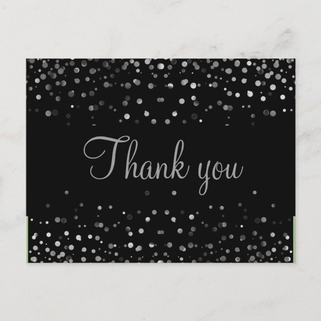 Trendy Inexpensiv Gold Glitzer Black Vielen Dank Postkarte (Vorderseite)
