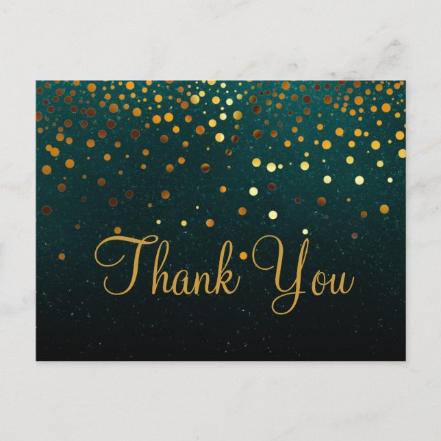 Trendy Inexpensiv Gold Glitzer Green Vielen Dank Postkarte (Vorderseite)