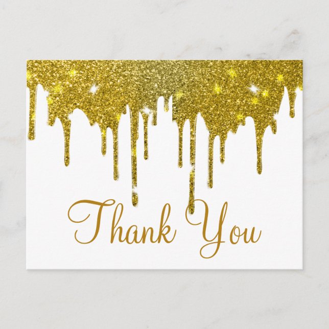 Trendy Inexpensiv Gold Glitzer White Vielen Dank Postkarte (Vorderseite)