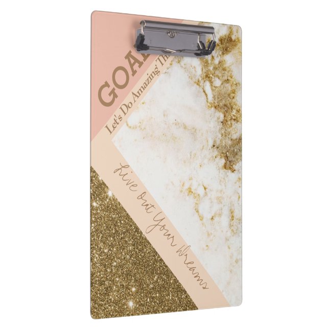 Trendy Inspirierend Goals Spark Gold Pink Imitate  Klemmbrett (Rechts)
