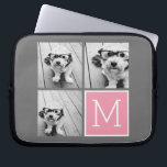 Trendy Instagram Foto Collage Custom Monogram Laptopschutzhülle<br><div class="desc">Modernes Pastellrosa und Grau - Mit 3 quadratischen Fotos schaffen Sie ein einzigartiges und persönliches Geschenk. Oder man behalte den Hipster Welpe und macht einen trendigen Sake. Wenn Sie die Bilder anpassen müssen,  klicken Sie auf das Werkzeug anpassen,  um Änderungen vorzunehmen.</div>