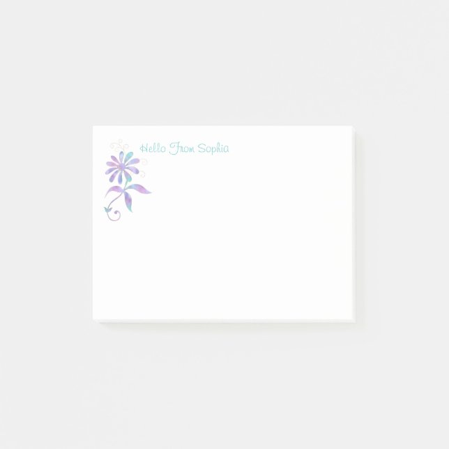 Trendy Iridescent Blume, DIY Name/Nachricht Post-it Klebezettel (Vorderseite)