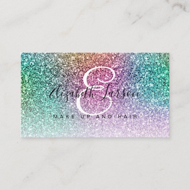Trendy Iridescent Glitzer Makeup Artist Friseur Sa Visitenkarte (Vorderseite)