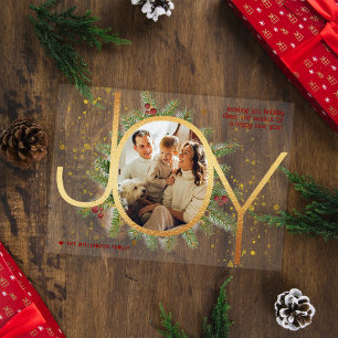 Trendy Joy Pine Boughs Wreath Foto Weihnachtskarte Acryleinladungen