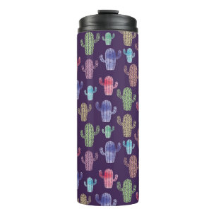 Trendy Kaktus Aquarell zeichnend nahtloses Muster Thermosbecher