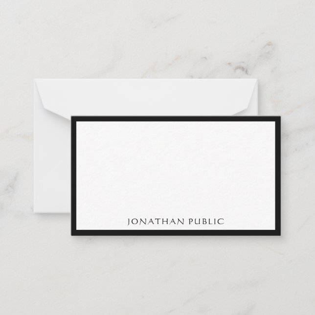 Trendy kalligraphisch typed Elegant Simple Black Mitteilungskarte (Vorderseite)