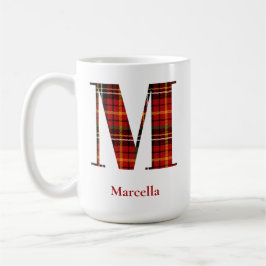 Trendy Kariert Letter M Monogram Name Christmas Kaffeetasse