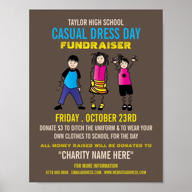 Trendy Kids, Lässig Dress Day Fundraiser Advert Poster (Vorne)