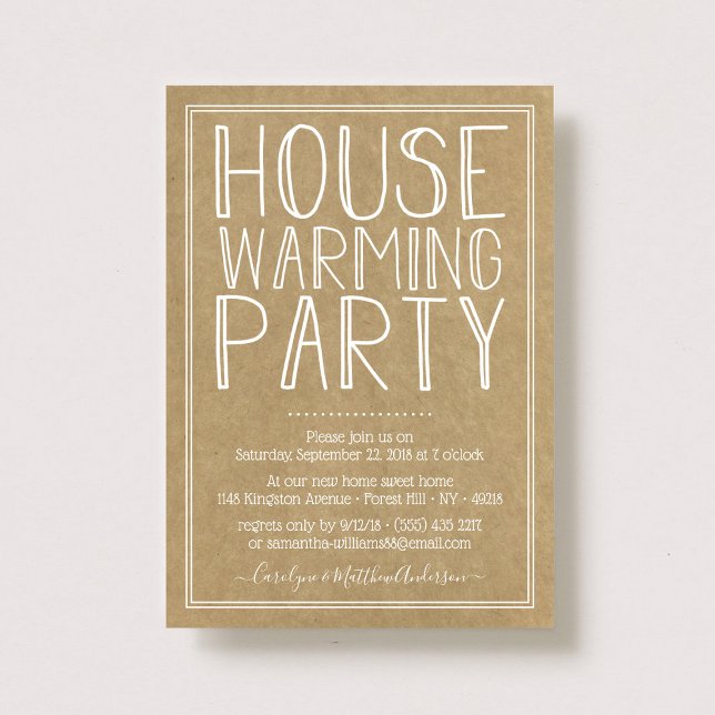 Trendy Kraft Typografy Housewarming Party Einladung (Von Creator hochgeladen)