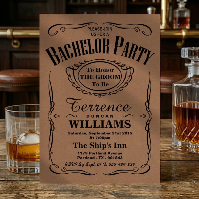Trendy Kraft Typography Bachelor Party Einladung (Von Creator hochgeladen)