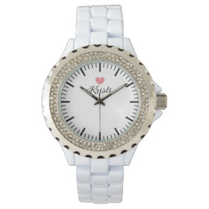 Trendy Kristall Weiße Emailuhr Armbanduhr