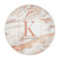 Trendy Kupfer Rose Gold Metallic Marmor Monogramm