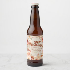 Trendy Kupferhydrangea und Rose 30. Herbst Bierflaschenetikett