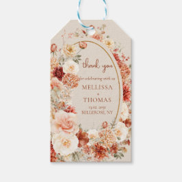 Trendy Kupferrot und bordeauxfarbene Blume Salbei Geschenkanhänger