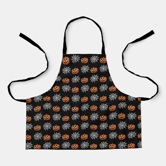 Trendy Kürbislaterne & Spiderweb Halloween Schürze (Vorderseite)