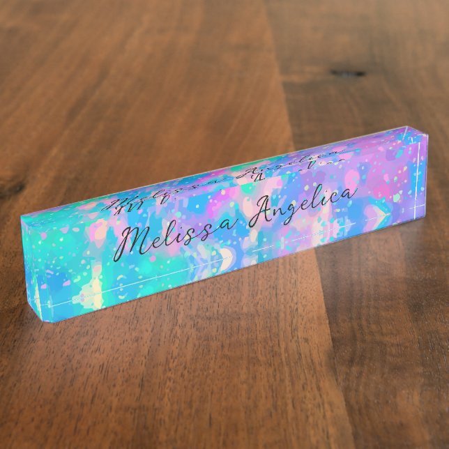 Trendy Ladys Monogram Abstrakt Name Plate Namensplakette (Seite)