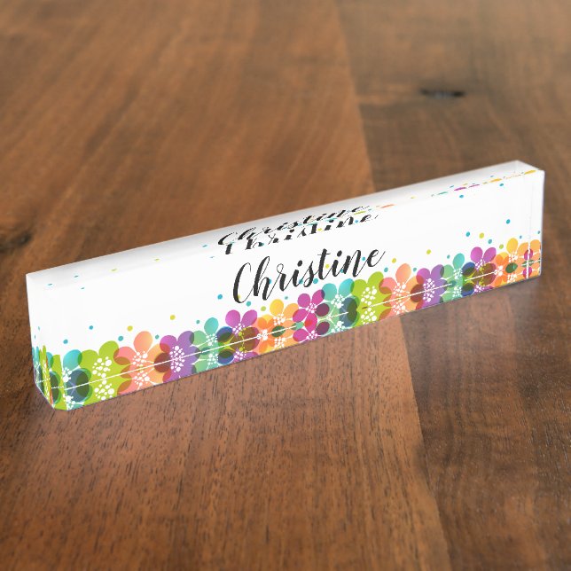 Trendy Ladys oder Girls Floral Monogram Namensplakette (Seite)