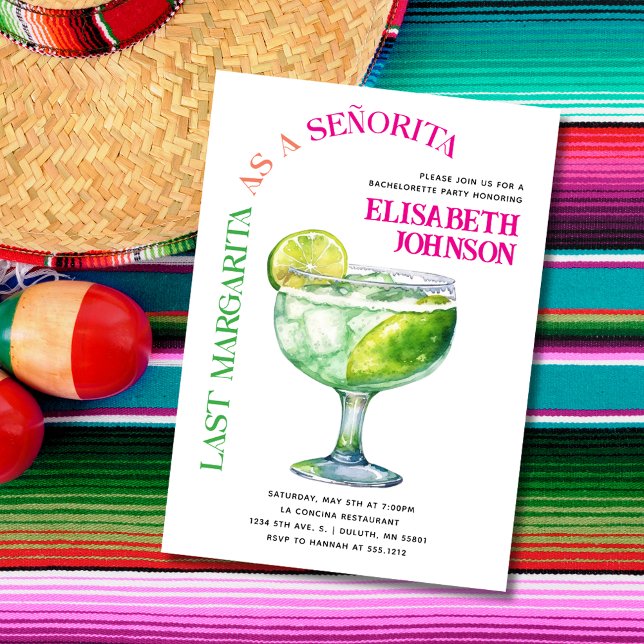Trendy Last Margarita als Señorita Bachelorette Einladung (Von Creator hochgeladen)