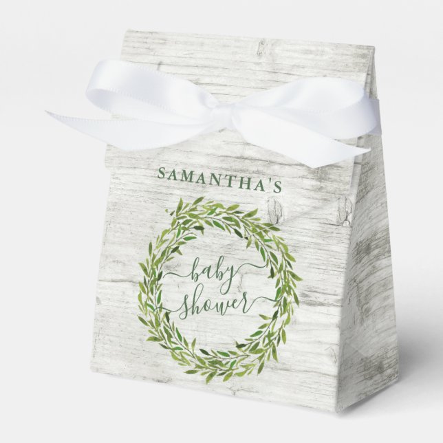 Trendy Laurel Wreath Greenery Baby Shower Geschenkschachtel (Vorderseite)