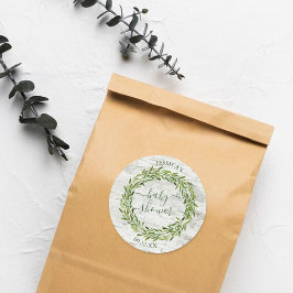 Trendy Laurel Wreath Greenery Baby Shower Runder Aufkleber