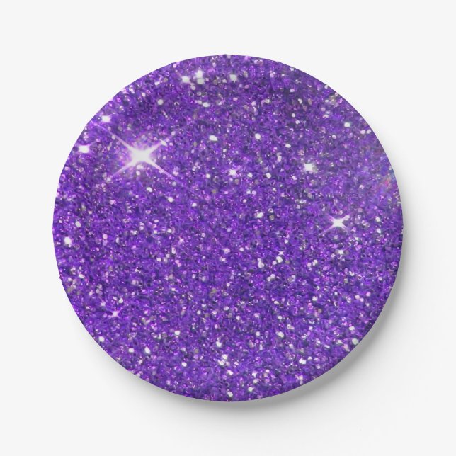 Trendy Lavender Lila Sparkling Glitzer Glitz Pappteller (Vorderseite)