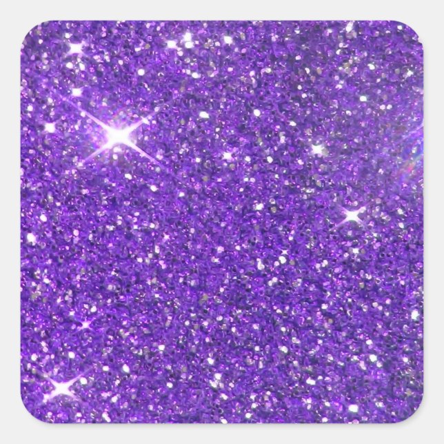 Trendy Lavender Lila Sparkling Glitzer Glitz Quadratischer Aufkleber (Vorderseite)