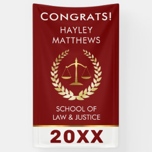 Trendy Law Student Abschluss Gold & Burgund Banner